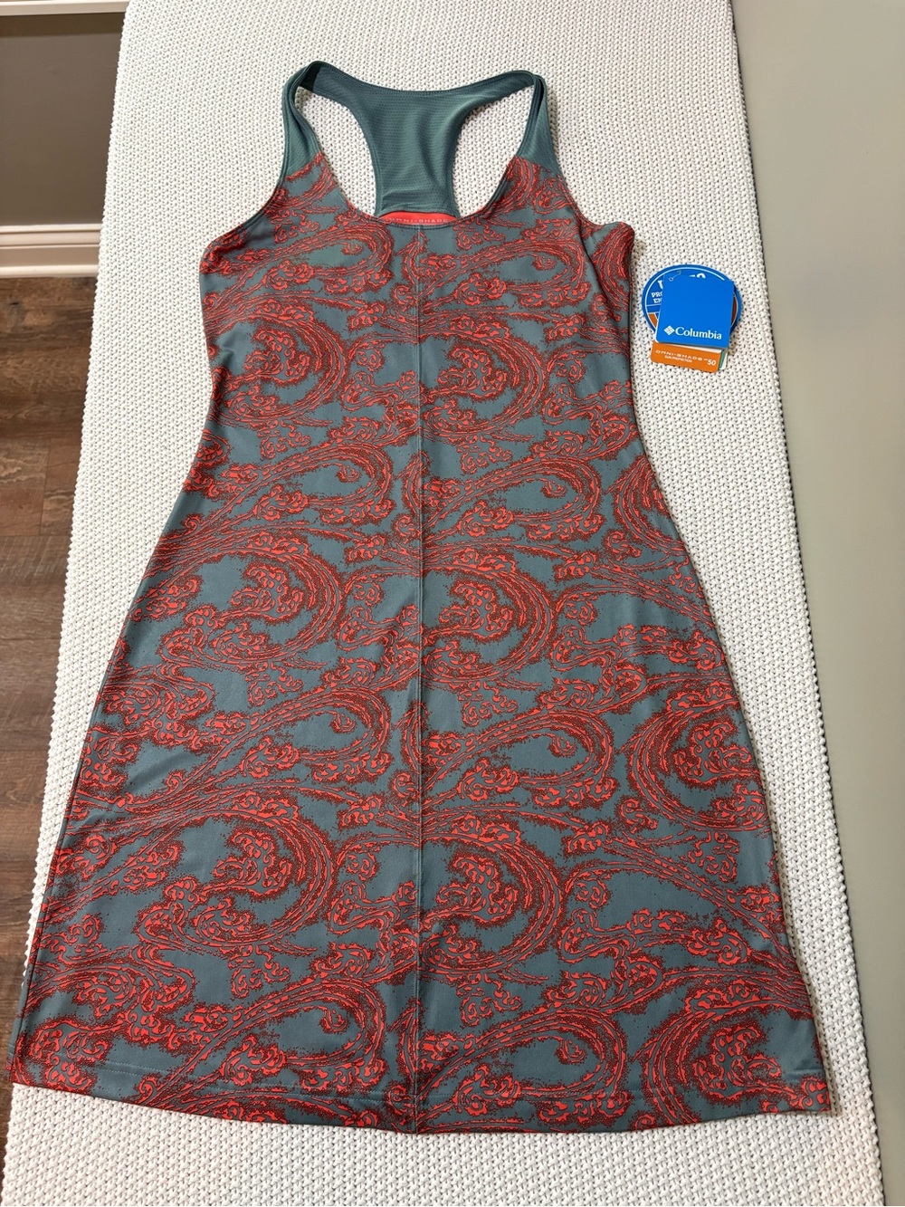 Columbia Gray Racerback Midi Dress with Coral Paisley